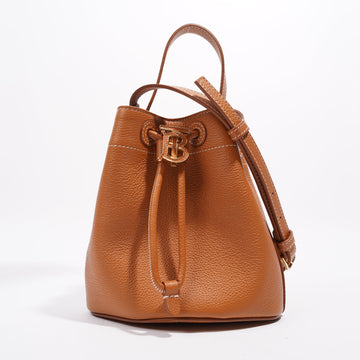 Burberry Mini TB Bucket Bag Warm Russet Brown Leather