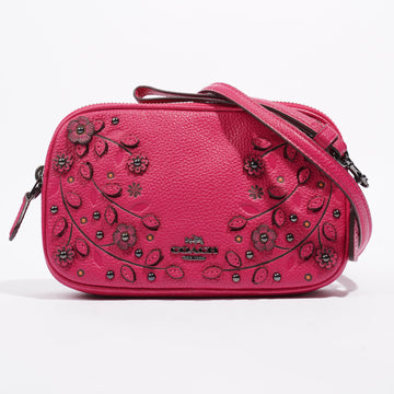 Coach Floral Embellished Hot Pink Leather