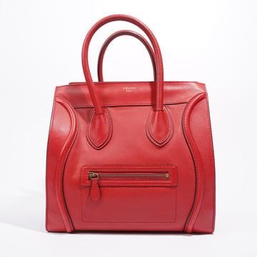 Celine Mini Luggage Tote Red Calfskin Leather