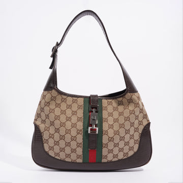 Gucci Sherry Line GG Jackie Beige And Ebony GG Supreme / Brown Leather Canvas