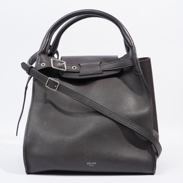 Celine Small Big Bag With Long Strap Dark Grey Calfskin Leather