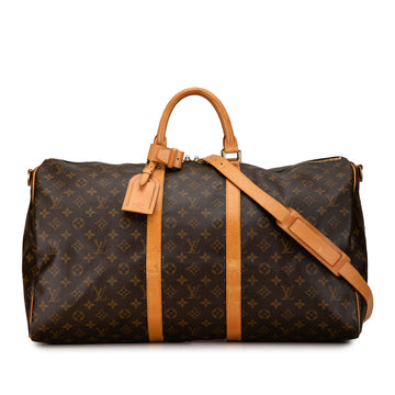 LOUIS VUITTON Monogram Keepall Bandouliere 55 Travel Bag