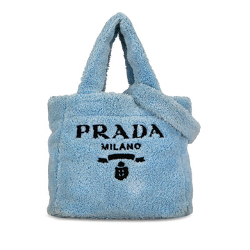 PRADA Spugna Logo Terrycloth Tote Satchel