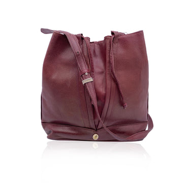 Cartier Vintage Burgundy Leather Bucket Drawstring Shoulder Bag