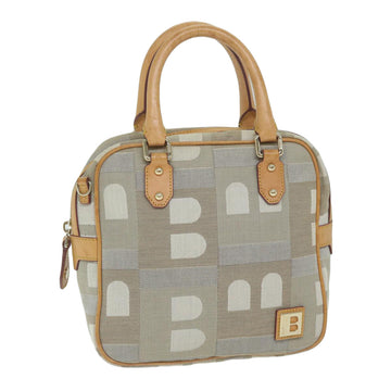 BALLY Hand Bag Canvas Beige Auth ac2605