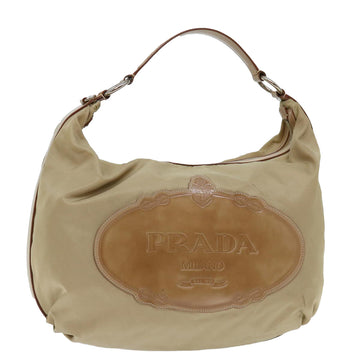 PRADA Shoulder Bag Nylon Beige Auth ac2885