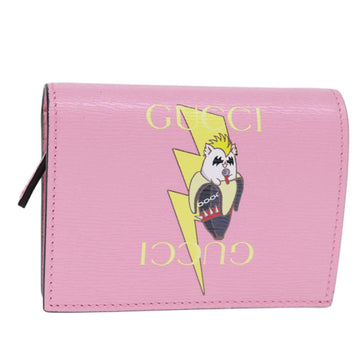 GUCCI Bananya Wallet Leather Pink 701009 Auth ac2960A