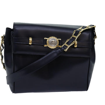 GIANNI VERSACE Shoulder Bag Leather Navy Auth ac3002