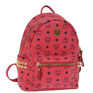 MCM Vicetos Logogram Backpack PVC Leather Pink Auth ac3007