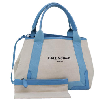 BALENCIAGA Navy Cabas S Hand Bag Canvas Blue Gray 339933 Auth ac3029