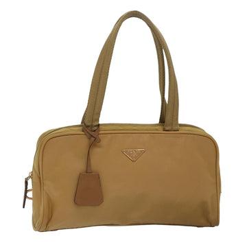 PRADA Hand Bag Nylon Beige Auth ac3053