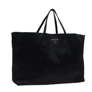 PRADA Tote Bag Satin Black Auth ac3086