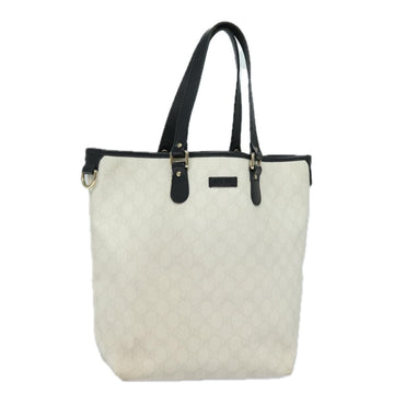 GUCCI GG Supreme Tote Bag PVC Leather White Black 189896 Auth ac3087