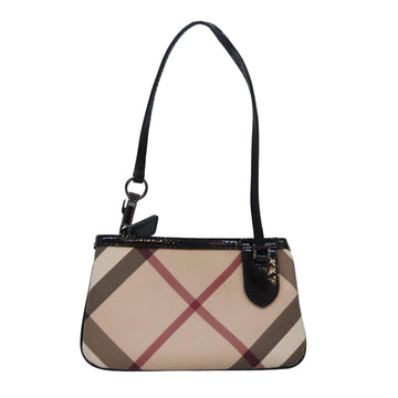 BURBERRY Nova Check Accessory Pouch PVC Beige Black Auth ac3100