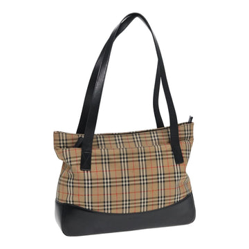 BURBERRY Nova Check Tote Bag Canvas Beige Black Auth ac3130