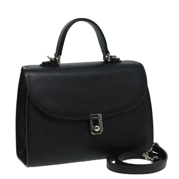 BURBERRYSs Hand Bag Leather 2way Black Auth ac3145