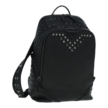 MCM Vicetos Logogram Studs Backpack PVC Black Auth ac3197