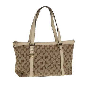 GUCCI GG Canvas Tote Bag Beige Gold 141470 Auth ac3206