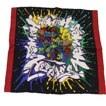 HERMES Carre 40 Graffiti Scarf Silk Black Multicolor Auth am5518