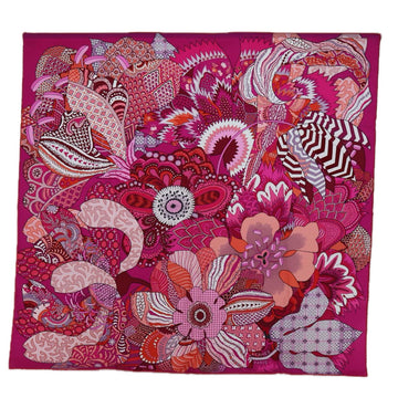 HERMES Carre 90 FLEURS DINDIENNES Scarf Silk Pink Auth am6084