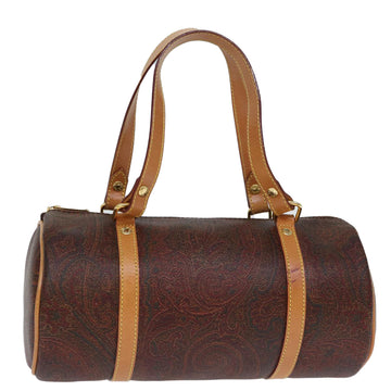 ETRO Paisley Hand Bag PVC Leather Brown Auth am6106