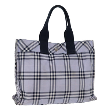 BURBERRY Nova Check Blue Label Hand Bag Nylon Blue Auth am6158