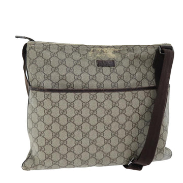 GUCCI GG Supreme Shoulder Bag PVC Leather Beige 141198 Auth am6305
