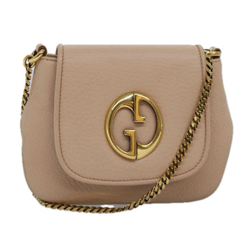 GUCCI Chain Shoulder Bag Leather Beige 251821 Auth am6326