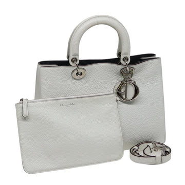 CHRISTIAN DIOR Diorissimo Hand Bag Leather 2way White Auth am6412A