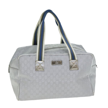 GUCCI GG Canvas Sherry Line Boston Bag Gray Silver 153240 Auth am6442