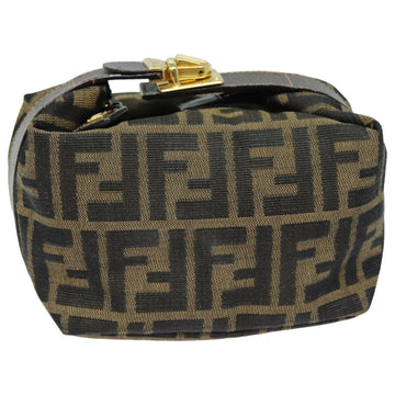 FENDI Zucca Canvas Mini Hand Bag Brown Black Auth am6470