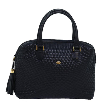 BALLY Hand Bag Leather Navy Auth am6476