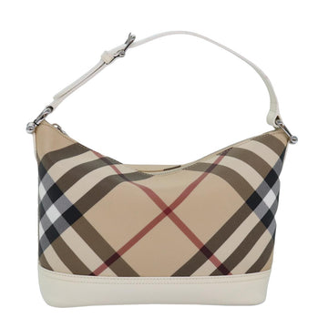 BURBERRY Nova Check Shoulder Bag PVC Leather Beige Auth am6477A