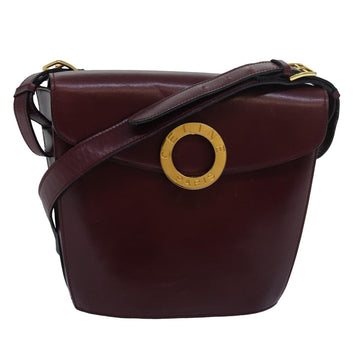 CELINE Circle Shoulder Bag Leather Red Auth am6497