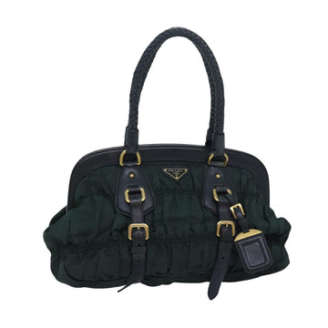 PRADA Hand Bag Nylon Green Auth am6655