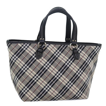 BURBERRY Nova Check Blue Label Tote Bag Nylon Black Gray Auth am6659