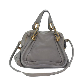 Chloe Paraty Hand Bag Leather 2way Gray Auth am6680