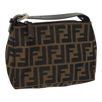 FENDI Zucca Canvas Hand Bag Brown Black Auth am6704