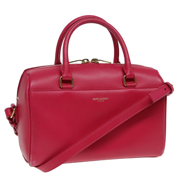 SAINT LAURENT Baby Duffel Hand Bag Leather 2way Red Auth am6711