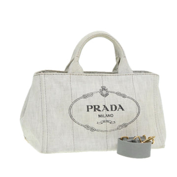 PRADA Canapa MM Hand Bag Canvas 2way Gray Auth am6726