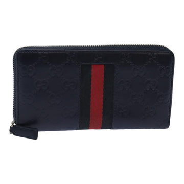 GUCCI GG Canvas Sherry Line ssima Long Wallet Navy Red 408831 Auth am6761