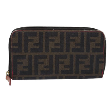 FENDI Zucca Canvas Long Wallet Black Brown gold Auth am6791