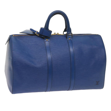 LOUIS VUITTON Epi Keepall 45 Boston Bag Blue M42975 LV Auth ar11503