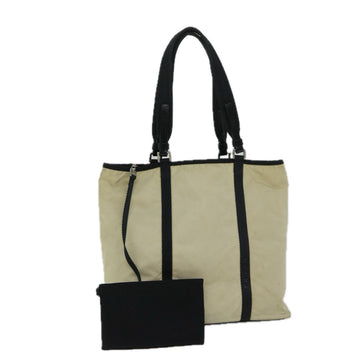 PRADA Tote Bag Nylon Beige Auth ar11527