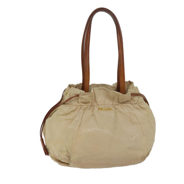 PRADA Shoulder Bag Leather Beige Auth ar11638B