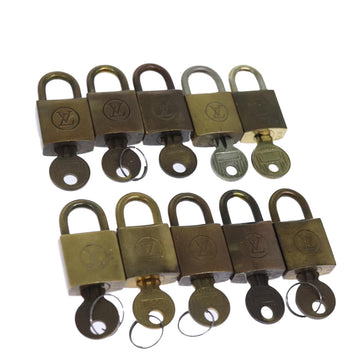 LOUIS VUITTON Padlock 10set Padlock Vintage Gold Tone LV Auth ar11767B