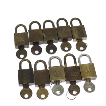 LOUIS VUITTON Padlock 10set Padlock Vintage Gold Tone LV Auth ar11768B