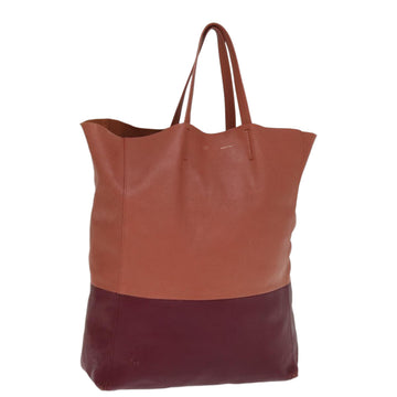 CELINE Horizontal Cabas Tote Bag Leather Bordeaux Orange Auth ar11846