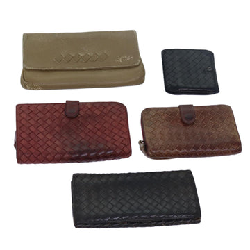 BOTTEGA VENETA INTRECCIATO Wallet Leather 5Set Black Red beige Auth ar11901