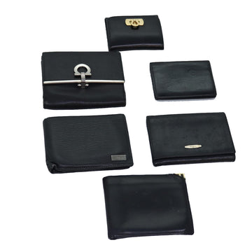 SALVATORE FERRAGAMO Gancini Wallet Leather 6Set Black Auth ar11908